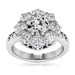 Halo Ring Rond Oud Mijn Slijpsel Natuurlijk uit de a aarde gewonnen Diamant Prong Gezet 8 Karaat