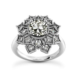 Halo Ring Rond Oud Slijpsel Natuurlijke uit de aarde gewonnen Diamant Ster Vintage Stijl 4.50 Karaat