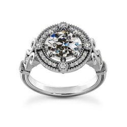 Halo Ring Rond Oude Mijnwerker Natuurlijke uit de aarde gewonnen Diamant Vintage Stijl Prong Gezet 4.50 Karaat