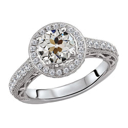 Puur Vintage Fijne Diamant Halo Zetting Ring 4,50 karaat