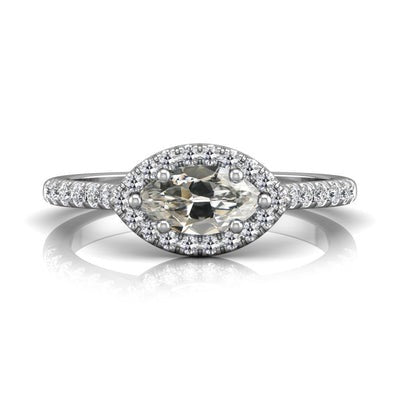 Halo Ring Round & Marquise Old Miner Echt Diamond 6 Prong Set 4 Karaats Goud