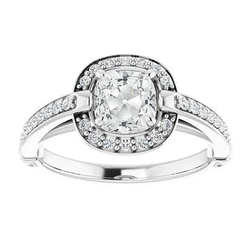 Halo Ring Voor Dames Rond & Kussen Oud Geslepen Echt Diamanten 7,25 Karaat Sieraden