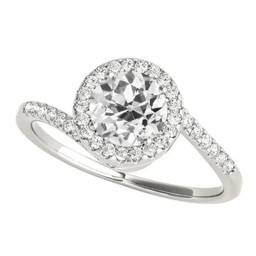 Halo Ring Voor Dames Ronde Oude Mijnwerker Echt Diamant Gedraaide Stijl 3,75 Karaat