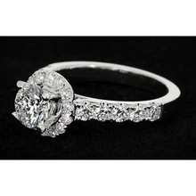 Afbeelding in Gallery-weergave laden, Halo Ronde Echt Diamanten Verlovingsring 2 Karaat Vrouwen Sieraden
