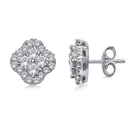 Halo Ronde Echt Diamond Stud Earring Witgoud 14K Sieraden 3,25 Karaat