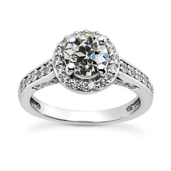 Halo Ronde Oud Geslepen Natuurlijke uit de aarde gewonnen Diamanten Ring Goud Dames Sieraden 4.50 Karaat