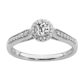 Halo Ronde Oude Mijn Geslepen Echt Diamanten Geaccentueerde Ringtandenset 2,75 karaat