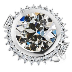 Halo Ronde Oud Mijn Slijpsel Natuurlijke Echte Diamanten (Niet Labgekweekt) Ring met Kastzetting Ster Stijl 8 Karaat
