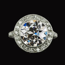 Afbeelding in Gallery-weergave laden, Halo Ronde Oude Mijn Geslepen Natuurlijk Diamanten Ring Bezel Set 5,50 Karaat Sieraden
