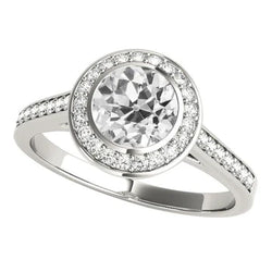 Halo Ronde Oude Mijnwerker Natuurlijke uit de aarde gewonnen Diamanten Ring met Accentstenen Kastzetting 5 Karaat