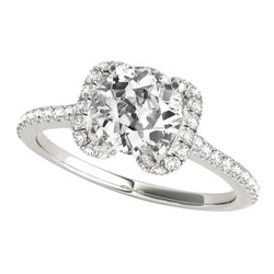 Halo Ronde Oude Mijnwerker Echt Diamanten Ring Pave Set Sieraden 5,50 Karaat