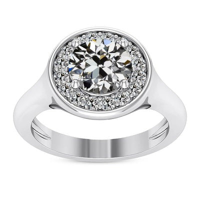 Halo Ronde Oude Mijnwerker Echt Diamanten ring Dames Sieraden Goud 5 Karaat