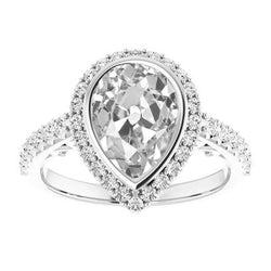 Halo Ring met Ronde & Peer Oudgeslepen Natuurlijke uit de aarde gewonnen Diamanten Kastzetting 6.75 Karaat
