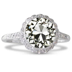Halo Ronde Oud Geslepen Natuurlijke Echte Diamanten (Niet Labgekweekt) Ring met Kastzetting Bloemstijl 5 Karaat