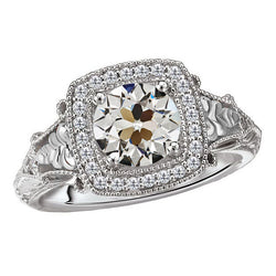 Antiek Halo Zetting Ring – Diamant 4 karaat 14K Witgoud