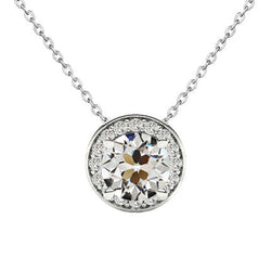 14K Witgoud Fijne Diamant Hanger – 1,50-karaat Old Mine Slijpvorm