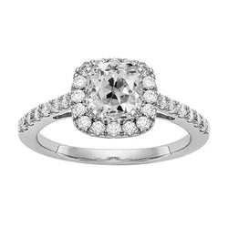 Halo Round & Cushion Old Mine Cut Echt Diamond Ring 4 Karaat Goud