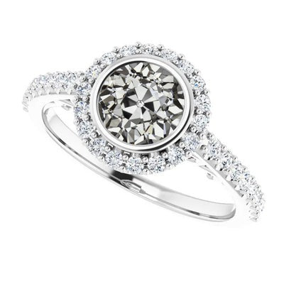 Halo Trouwring Ronde Ring Set Oude Mijnwerker Echt Diamant 5,50 Karaat