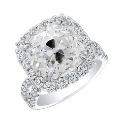 Verlovingsring Halo Oud Geslepen Kussen Natuurlijke Echte Diamant (Niet Labgekweekt) 5.50 Karaat