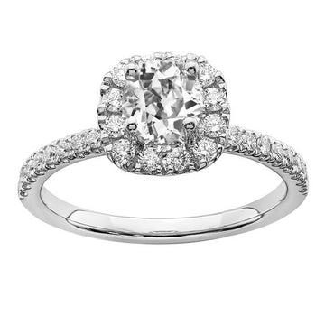 Halo Verlovingsring Ronde Oude Mijnwerker Echt Diamant Met Accenten 4,50 Karaat
