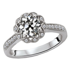 Elegant Halo Verlovingsring met Old Mine Slijpvorm Diamant – 2