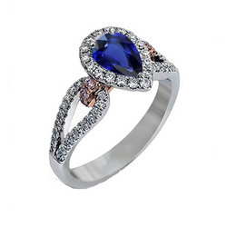 Halo Peer Ceylon Saffier Ring Diamanten Dames Sieraden