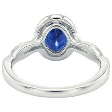 Afbeelding in Gallery-weergave laden, Witte Natuurlijke uit de aarde gewonnen Diamanten Halo Ring Blauwe Saffier Gedraaide Schacht 5 Karaat
