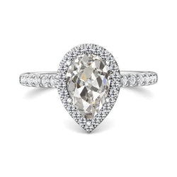 Halo Ronde & Peer Oude Mijnwerker Natuurlijke uit de aarde gewonnen Diamanten Ring 5 Prong Gezet 5.50 Karaat