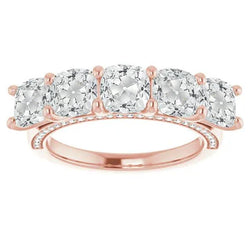 Halve Eeuwigheid Band Kussen Oud Geslepen Echt  Diamant Rosé Goud 11,25 Karaat