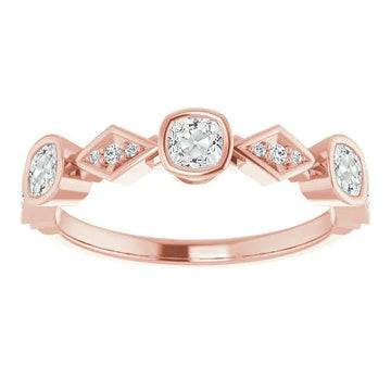 Halve Eeuwigheid Band Kussen Oude Mijn Geslepen Echt Diamanten Ring Set 5,25 Karaat