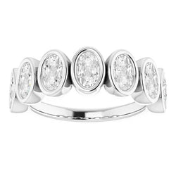 Halve Eeuwigheid Band Ovale Oude Geslepen Echt Diamant 7 Stenen Ring Set 10,50 Karaat