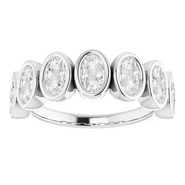 Halve Eeuwigheid Band Ovale Oude Geslepen Echt Diamant 7 Stenen Ring Set 10,50 Karaat