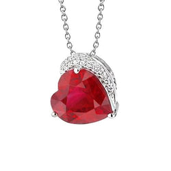 Hanger ketting goud hart vorm robijn met diamanten 6,25 ct.