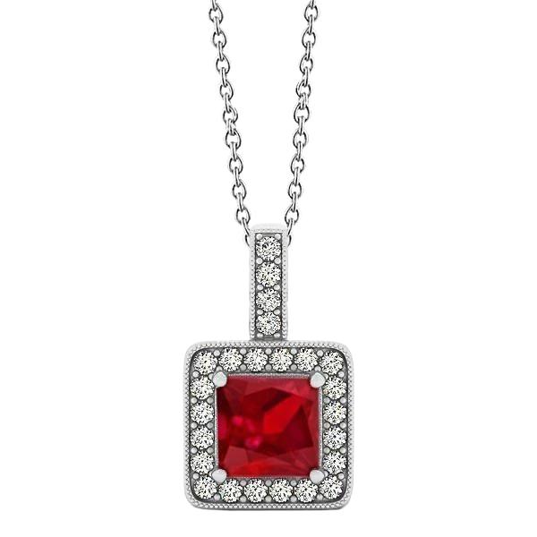 Hanger ketting goud prinses robijn met diamanten 4,60 ct. - harrychadent.nl