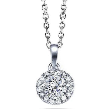 Hanger Ketting 2,80 Ct Prachtige Ronde Geslepen Echt Diamanten Goud Wit 14K