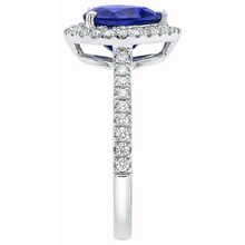 Afbeelding in Gallery-weergave laden, Hart Ceylon Sapphire Ronde Diamanten Ring 4 Kt Wit Goud 14K
