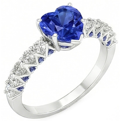 Hart Edelsteen Ring Blauwe Saffieren & Ronde Diamanten 2,50 Karaat