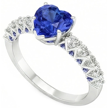 Afbeelding in Gallery-weergave laden, Hart Edelsteen Ring Blauwe Saffieren &amp; Ronde Diamanten 2,50 Karaat
