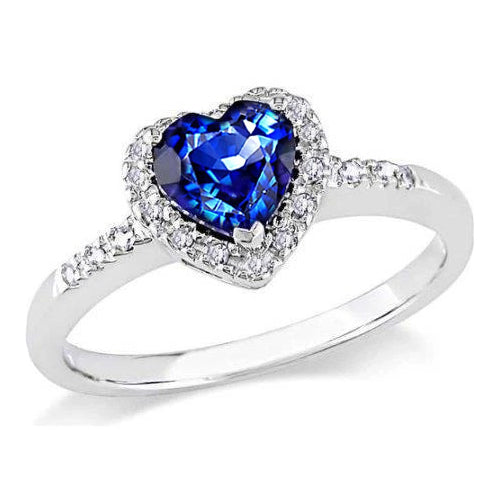 Hart Geslepen Ceylon Blauwe Saffier Ronde Diamanten Ring Goud