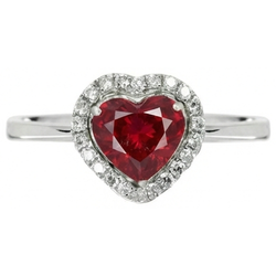 Hart Robijn En Diamanten Trouwring Sieraden 3,35 Karaat
