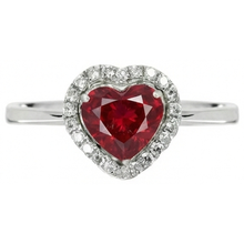 Afbeelding in Gallery-weergave laden, Hart Robijn En Diamanten Trouwring Sieraden 3,35 Karaat
