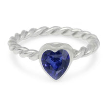 Afbeelding in Gallery-weergave laden, Hart Solitaire Blauwe Saffier Ring Bezel Set 1,50 Karaat Touw Stijl
