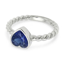 Afbeelding in Gallery-weergave laden, Hart Solitaire Blauwe Saffier Ring Bezel Set 1,50 Karaat Touw Stijl
