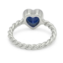 Afbeelding in Gallery-weergave laden, Hart Solitaire Blauwe Saffier Ring Bezel Set 1,50 Karaat Touw Stijl
