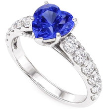 Afbeelding in Gallery-weergave laden, Hart Solitaire Ring met natuurlijke blauwe saffier en Natuurlijke echte diamant ( niet in het laboratorium gekweekt )en accenten 3,50 karaat
