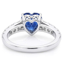 Afbeelding in Gallery-weergave laden, Hart Solitaire Ring met natuurlijke blauwe saffier en Natuurlijke echte diamant ( niet in het laboratorium gekweekt )en accenten 3,50 karaat
