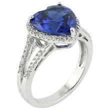Afbeelding in Gallery-weergave laden, Hart Sri Lanka Saffier Natuurlijke uit de aarde gewonnen Diamanten Witgoud 14K Ring 9.50 Karaat
