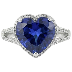 Hart Sri Lanka Saffier Natuurlijke uit de aarde gewonnen Diamanten Witgoud 14K Ring 9.50 Karaat