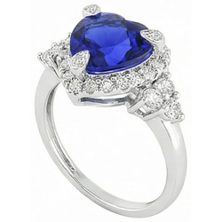 Hart Sri Lanka Kleur Saffier Rond IGI GECERTIFICEERDE Diamanten 8.26 Karaat Ring Witgoud 14K