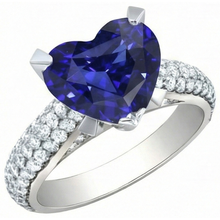 Afbeelding in Gallery-weergave laden, Hartvormige Blauwe Saffier uit de aarde gewonnen Diamanten Ring 5 Karaat Witgoud Sieraden
